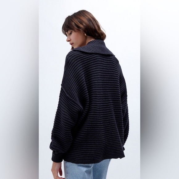 Free People Black Ribbed Sweater - Picture 2 of 6